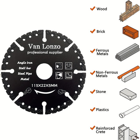 1pc Metal Cutting Diamond Saw Slice, 115*22*5/125*22*5 for Steel, Stone, Marble, Aluminum, Concrete with Multifunctional Use for Iron, Steel Bar, Sheet Metal.