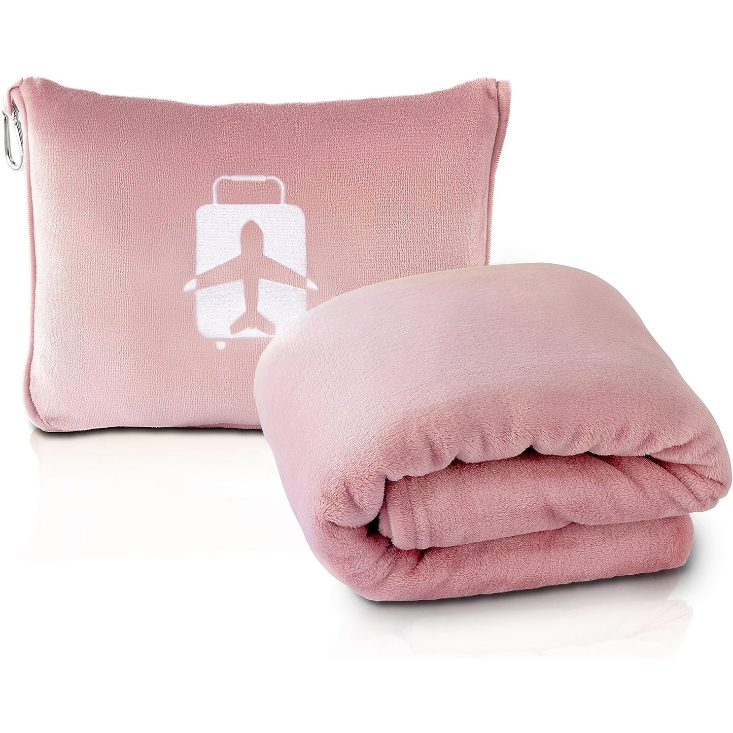 Travel in comfort with our premium soft blanket and pillow set! This 2 in 1 airplane blanket comes with a soft bag pillowcase, hand luggage sleeve, and backpack clip. It makes the perfect Easter, Halloween, or Christmas gift for the traveler in your life.