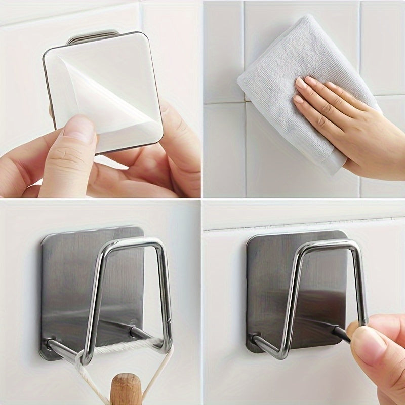 Sponge Holder for Kitchen and Bathroom Walls - Stainless Steel Sink Storage Rack, Easy to Install without Drilling