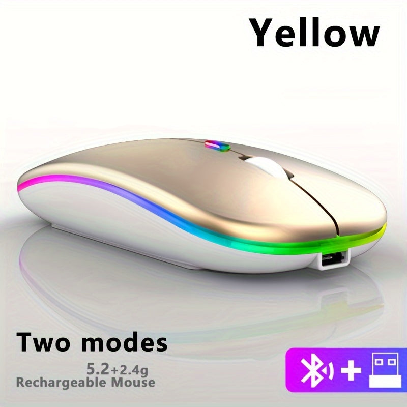 Dual mode 5.1+2.4g wireless gaming mouse with USB recharge capability, silent backlight, and ergonomic design for laptops.