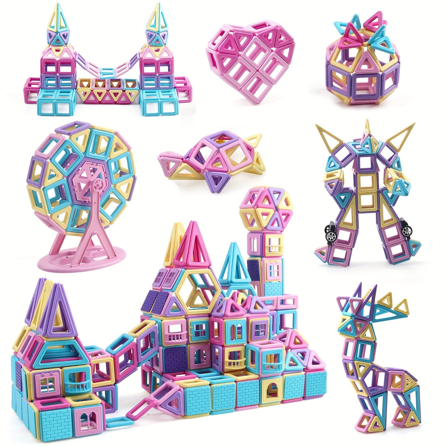 160 3D Castle Magnetic Building Tiles: Inspire Your Child's Imagination with Educational Toys!