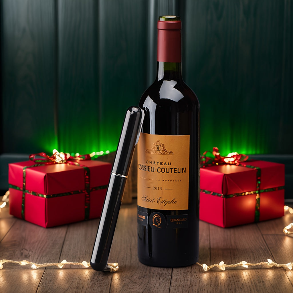 Modern red wine bottle opener with vacuum pump - keeps wine fresh, great for home, restaurants, and bars - perfect gift for holidays.