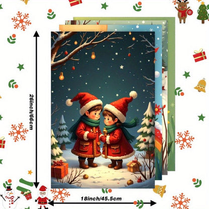 Set of 4 Winter Christmas Snowman and Snowflake Kitchen Towels - Size: 45.72*66.04cm - Perfect Christmas Gift or Decoration