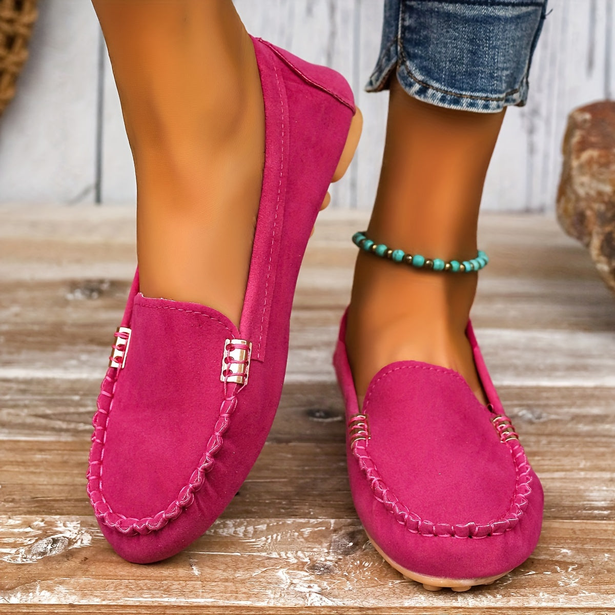 Women's metal loafers - flat, casual slip-on shoes that are lightweight and comfortable.