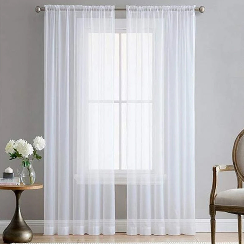 Elegant White Sheer Voile Curtains with 2 Panels, Ideal for Kitchen, Bedroom, and Living Room - Soft and Breathable Window Treatment Featuring Rod Pocket for Easy Installation - Enhance Your Home Decor with These Beautiful Curtains