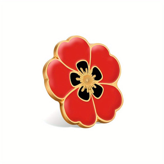 Set of 10 Patriotic Red Flower Brooches - Made of Alloy, Unique Men's Accessories