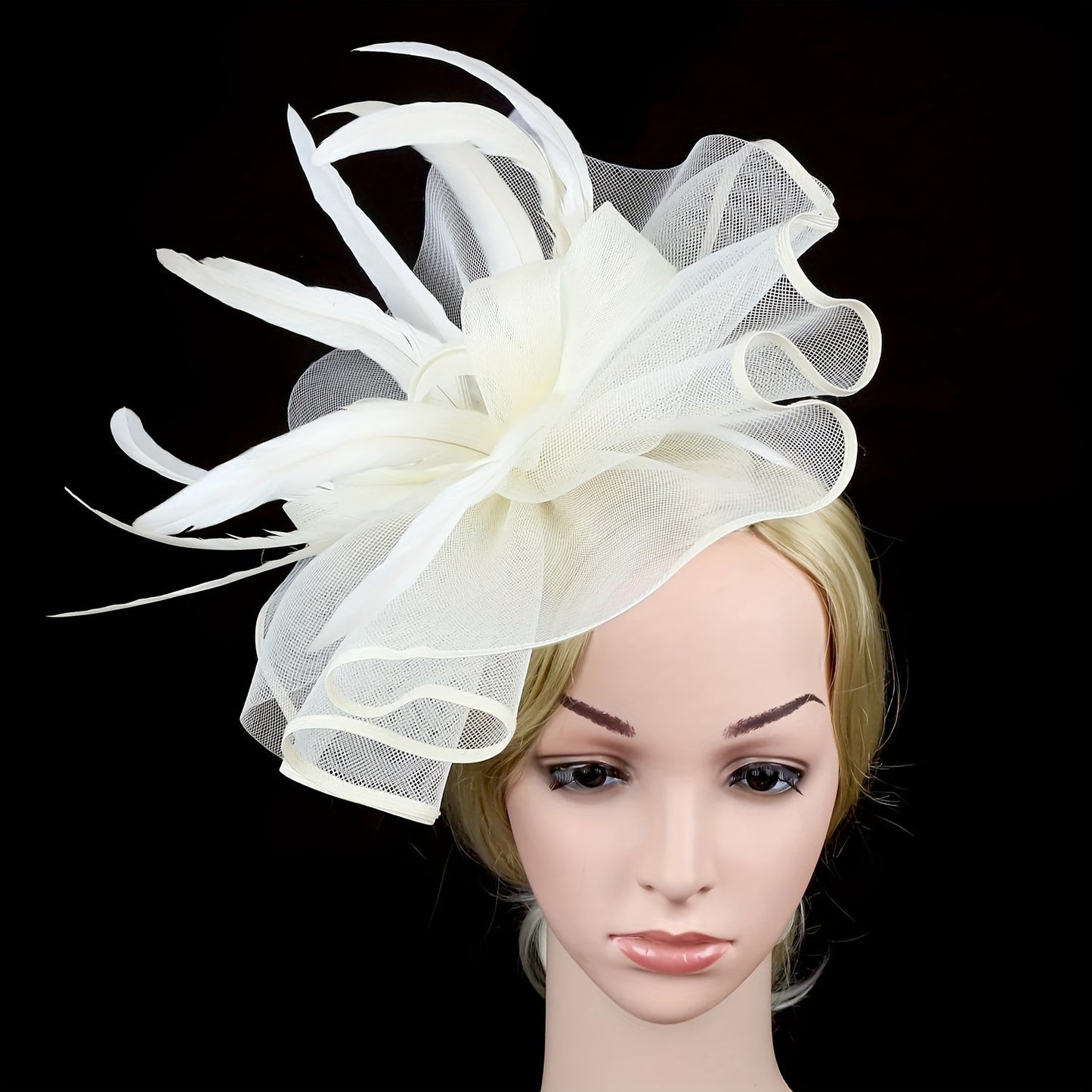 Embrace Elegance with the Elegant Red Feather & Mesh Fascinator Headband - Channeling Romantic British Royal Style, Crafted with Hand-Washable Polyester and Luxurious Ostrich Feathers, Ideal for Weddings, Derby, and Tea Parties