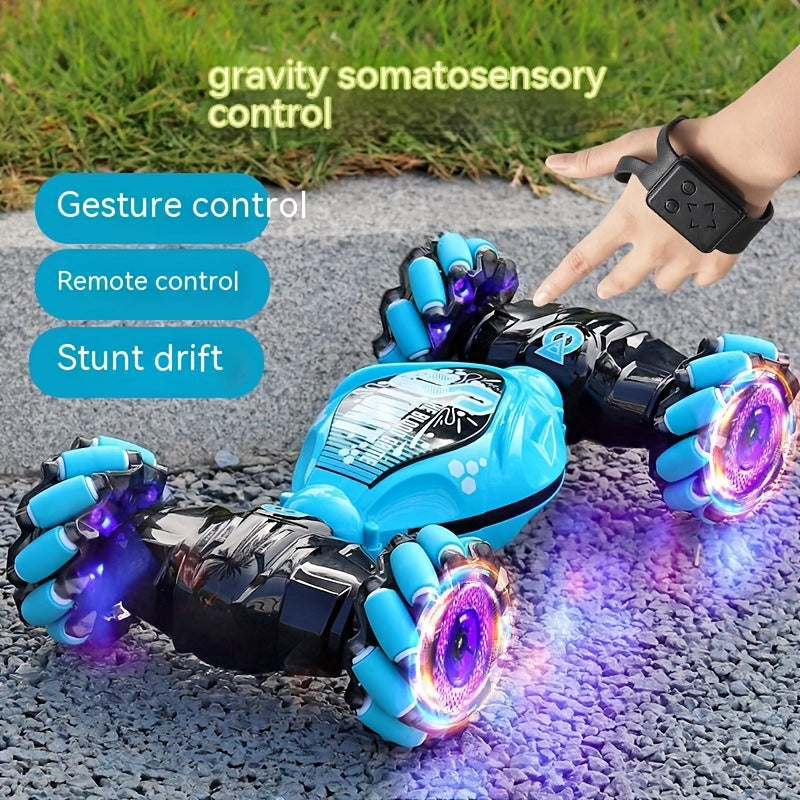 Transforming remote control car with gesture control for kids, featuring a twisting four-wheel drive climber, perfect for boys and rechargeable for off-road adventures.