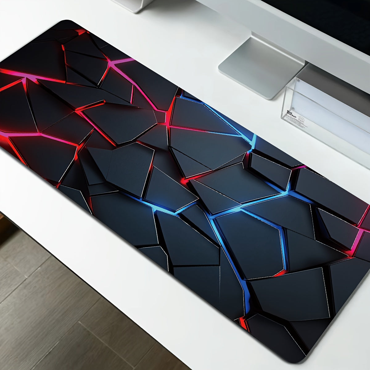 90x40cm Rectangle Gaming Mouse Pad with Red and Blue Gradient Design, Non-Slip Rubber Base, Precision Stitched Edges, and Keyboard Compatibility. Ideal for Gamers and Office Use.