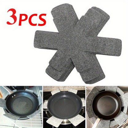 Set of 3 Gray Multi-Ply Felt Pot and Pan Protectors - Keep your cookware scratch-free and organized with these non-stick separators for efficient kitchen storage