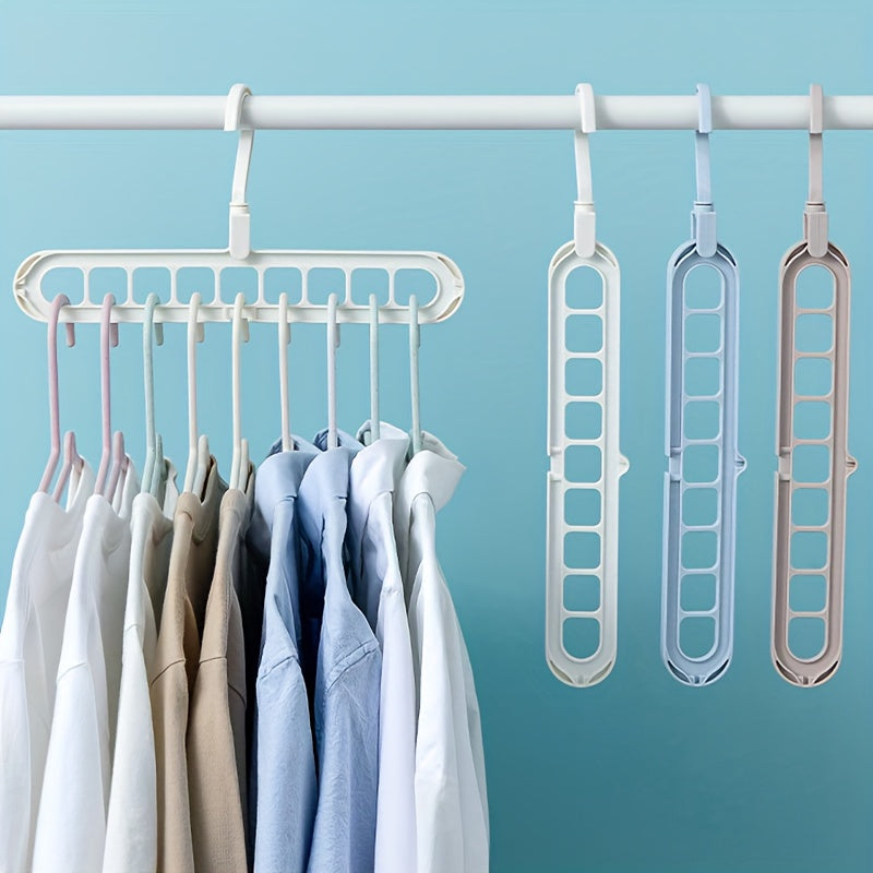 Space-Saving 9-in-1 Folding Clothes Hanger with 9 Holes, Lightweight Plastic Drying Rack, Organizer for Underwear, Travel, Bathroom, Bedroom, Closet, Wardrobe, Home, Dorm Room. Can be Wall-Mounted.