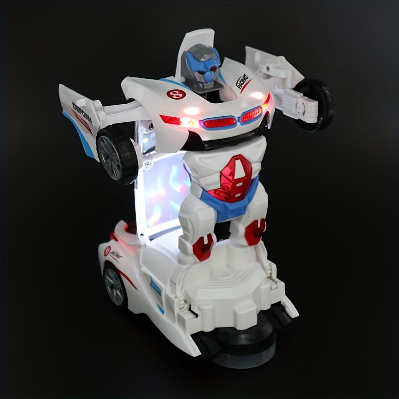 Electric toy for kids aged 3-6: Police Car Robot that transforms with lights and sounds