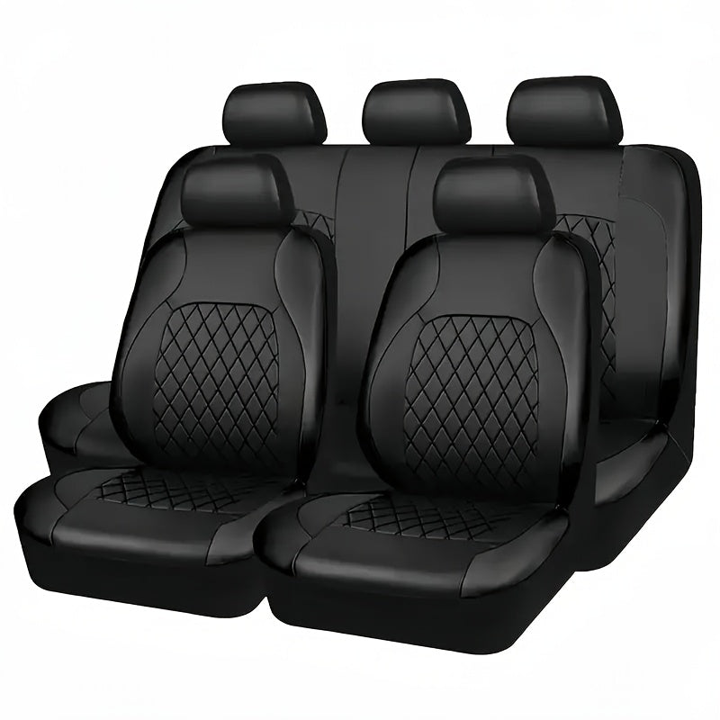 Luxury 5-seater car seat covers with diamond stitching, sponge padding, airbag compatibility, and easy installation for SUVs, cars, and trucks.