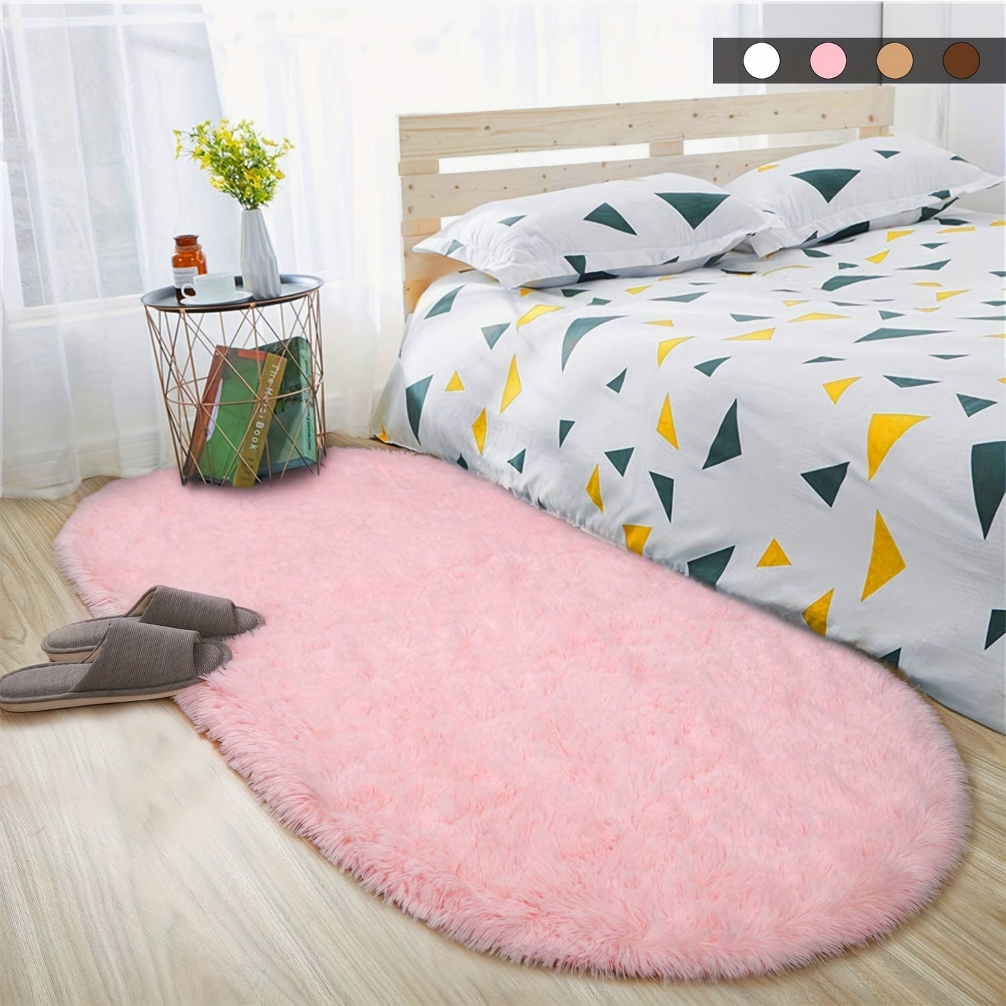 Soft and fluffy shag area rug suitable for living room or bedroom, non-slip and machine washable for convenient maintenance. Elevate your home decor with this luxurious floor carpet.