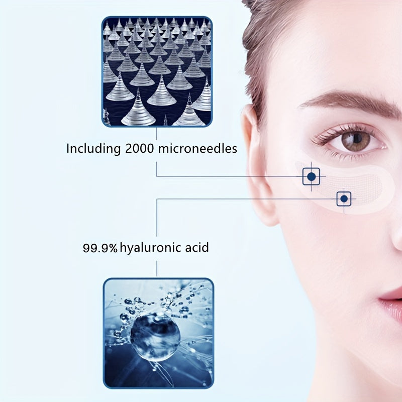 Under Eye Patch with Dissolving Microneedles containing Hyaluronic Acid.