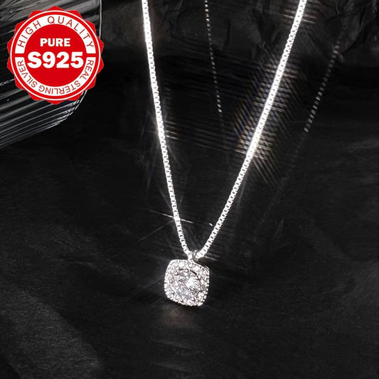 Stylish 925 Sterling Silver Pendant Necklace featuring Synthetic Cubic Zirconia, Hypoallergenic, Silver Plated, Lightweight 3g, Ideal for Everyday, Formal Events, and Halloween Celebrations.