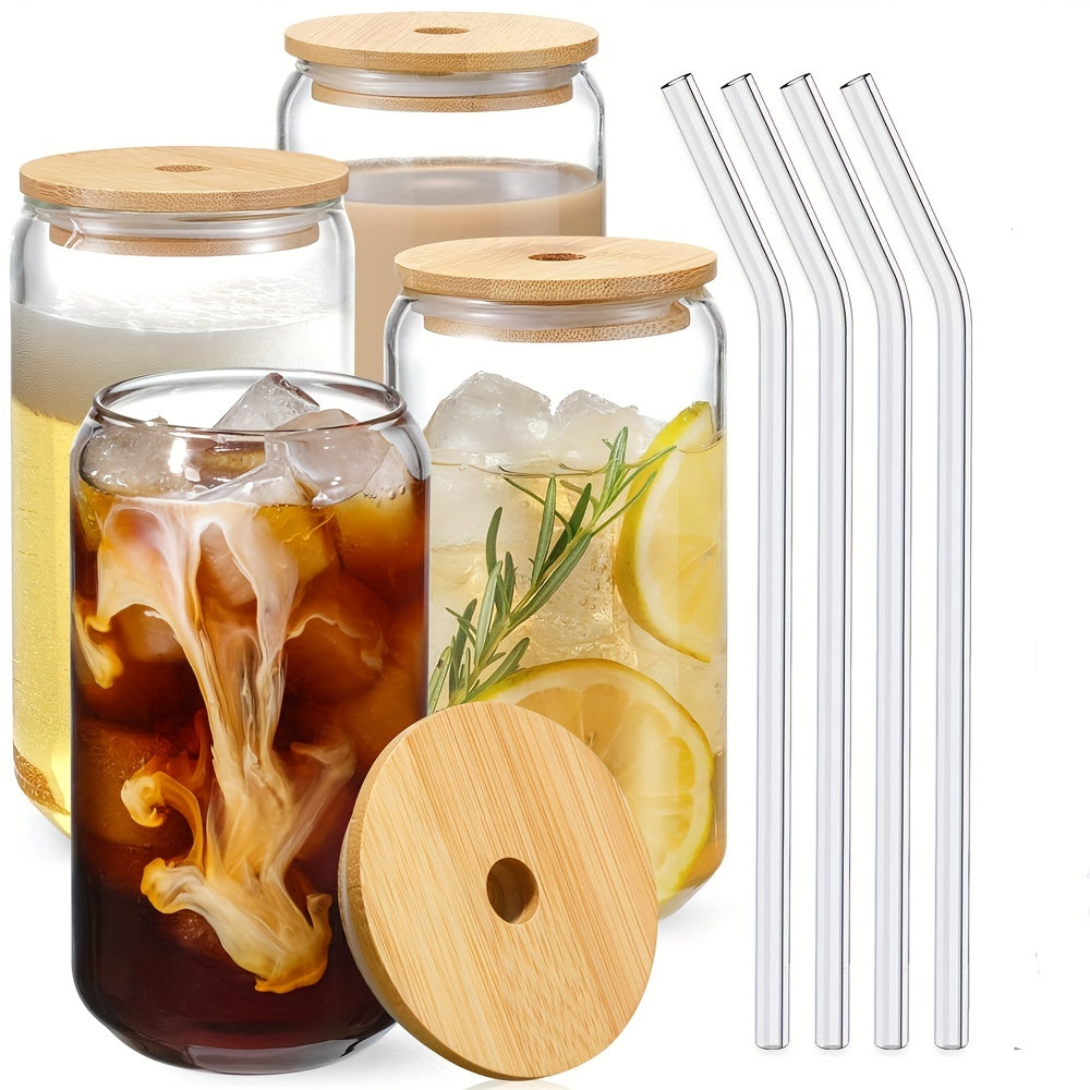 Glass cup with lid and straw for bubble tea, juice, beer, milk, mocha, or other beverages, available in 350ml or 550ml sizes.