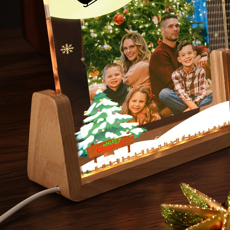 Festive Christmas Photo Frame: Illuminate Your Family Memories in a Personalized Acrylic Display this Holiday Season