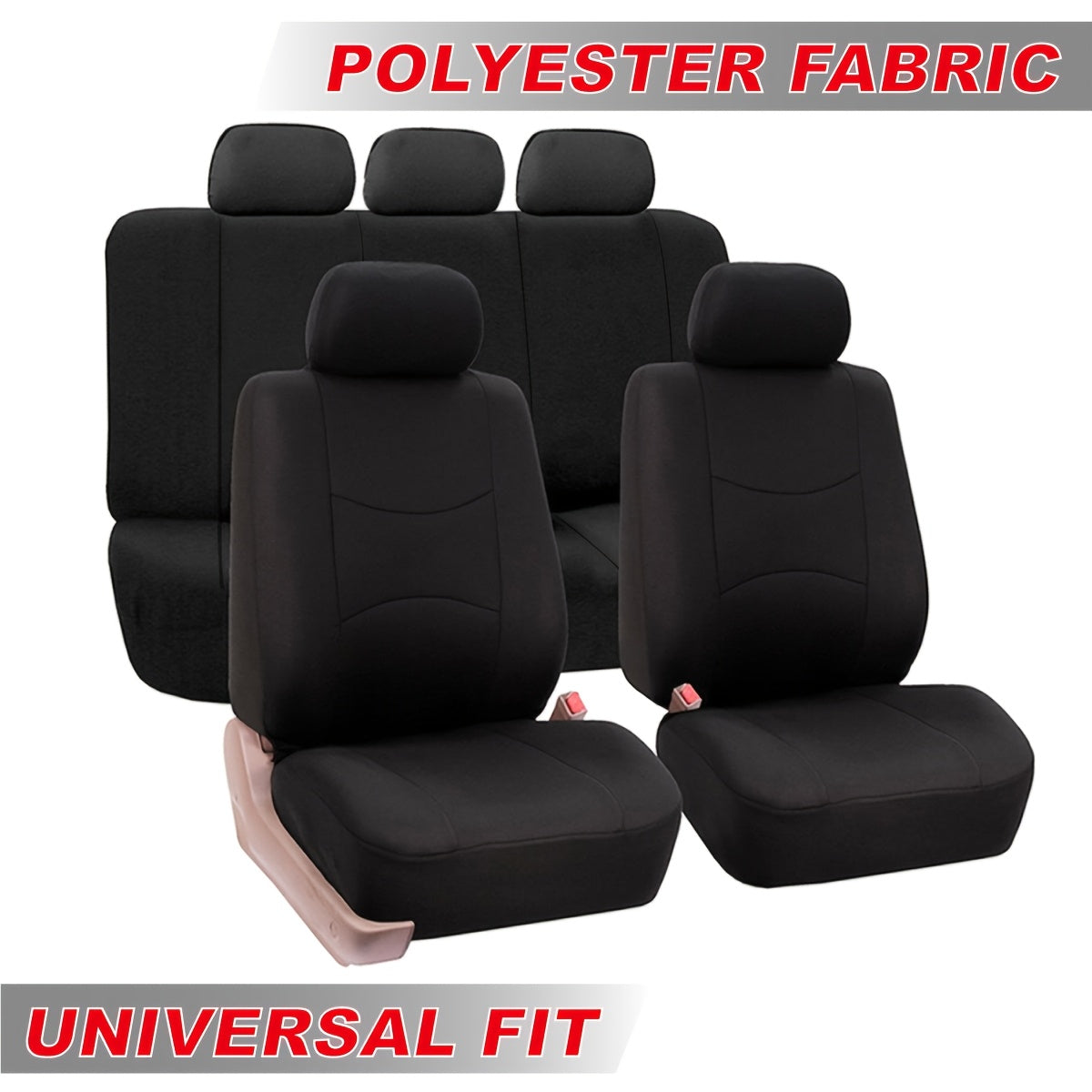 Polyester car seat cover set for 5 seats cars.