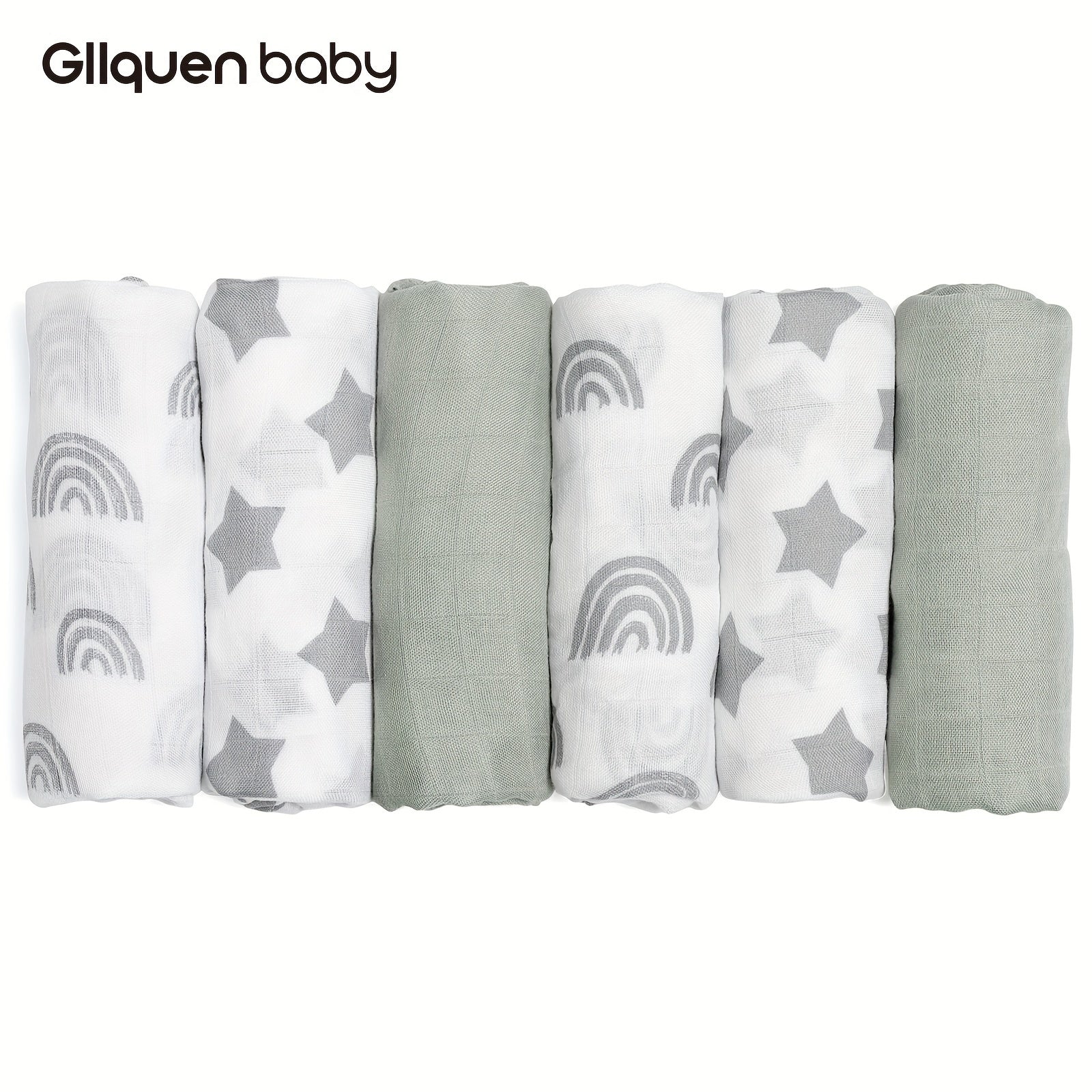 Six pieces of receiving blankets made from cotton muslin, designed to be breathable, soft, and thin for maximum comfort. These absorbent covers are perfect for keeping your baby cozy and dry.