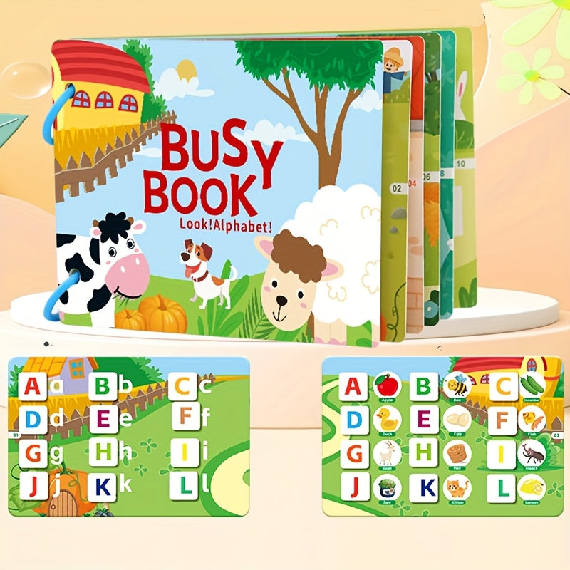 Interactive busy book for youngsters to develop cognitive, logic, and fine motor skills through DIY tear and paste activities, serving as an educational quiet toy for early learning and