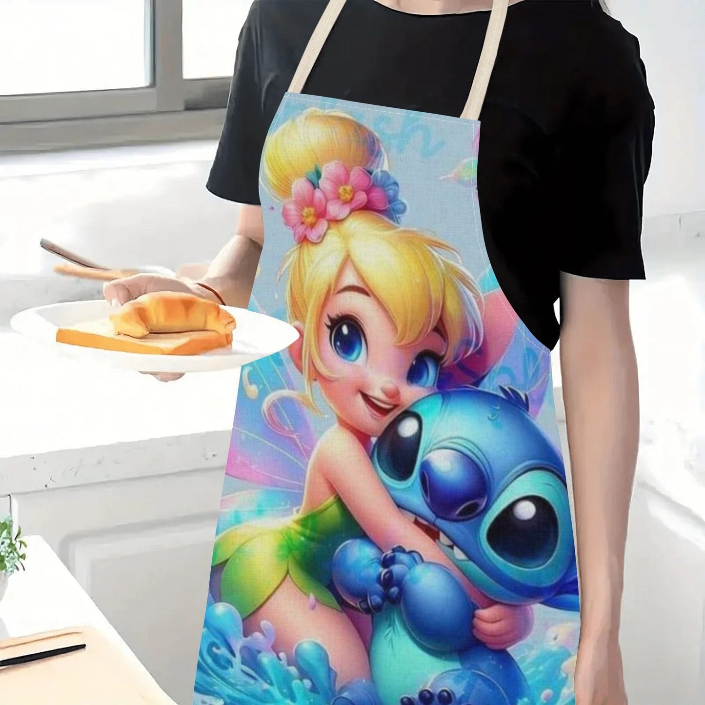 Disney has released a chic waterproof apron adorned with cute cartoon characters such as Mickey, Minnie, Winnie the Pooh, Stitch, and others. This apron is both stylish and functional, with a sleek and elegant design that is perfect for use in hotels