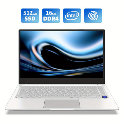 Auusda 35.81cm laptop with 11 Pro, N5095 CPU, 16GB RAM, 512GB SSD, fingerprint authentication, 7-color backlight, retro circular keyboard, built-in camera, USB 3.0.