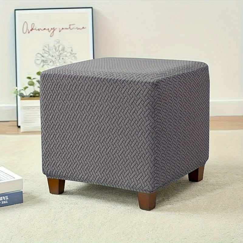 Polyester spandex stool cover with elastic closure, machine washable. Small size.