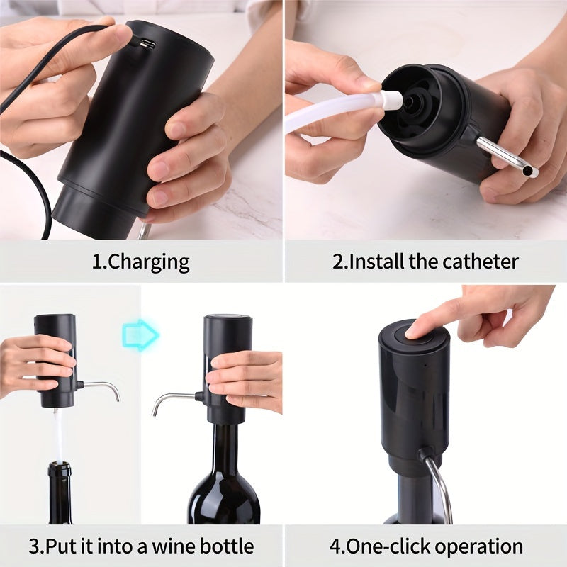 XuanGui USB Rechargeable Electric Wine Aerator & Pourer features quick aeration, one-touch stop, and food-grade materials with Type-C charging.