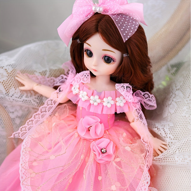 29.97cm Fashion Doll Set with Pink & White Outfits - Cute Surprise Doll in Mixed Colors, Durable ABS Resin - Includes Doll Skirt & Party Attire - Ideal Birthday Gift for Girls & Doll