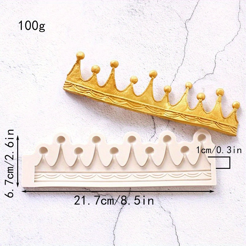 A single piece of the Crown Chocolate Mold, featuring a charming Kawaii design of crowns and bowties. This Silicone Mold can be used for making candies, fondants, and biscuits. Ideal for DIY cake decorating, this versatile baking tool is a must-have in