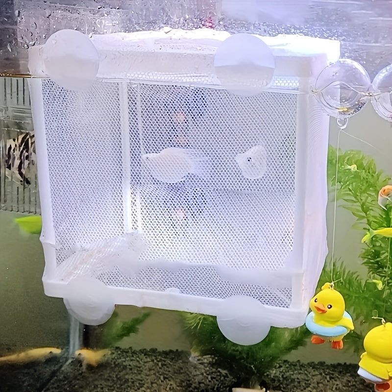 1pc Aquarium Breeding Isolation Net made of durable PE material for fish and shrimp separation in small tanks.