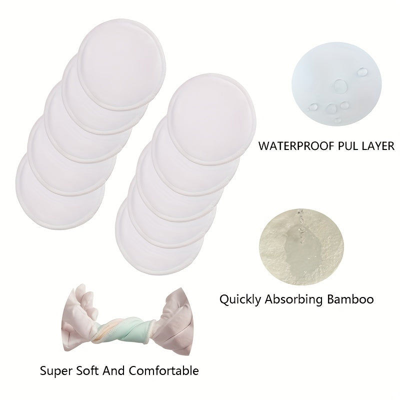 Large 4.7 Organic Bamboo Nursing Pads Set: 10 Washable Pads, Wet Bag, and Wash Bag - Highly Absorbent & Eco-Friendly Breast Pads for Breastfeeding, Perfect Gift for Halloween, Christmas, and Thanksgiving Day.