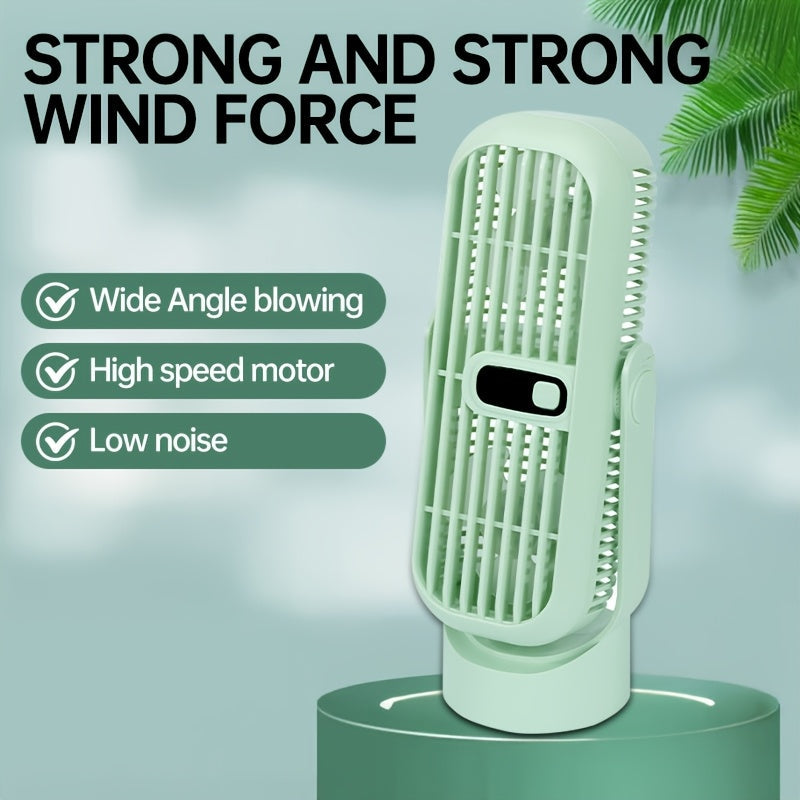 Sleek White Ultra-Quiet Portable Desktop Fan Featuring Dual High-Speed Motors, 720° Adjustable Airflow, USB Rechargeable Large Capacity Battery - Ideal for Indoor & Outdoor Cooling