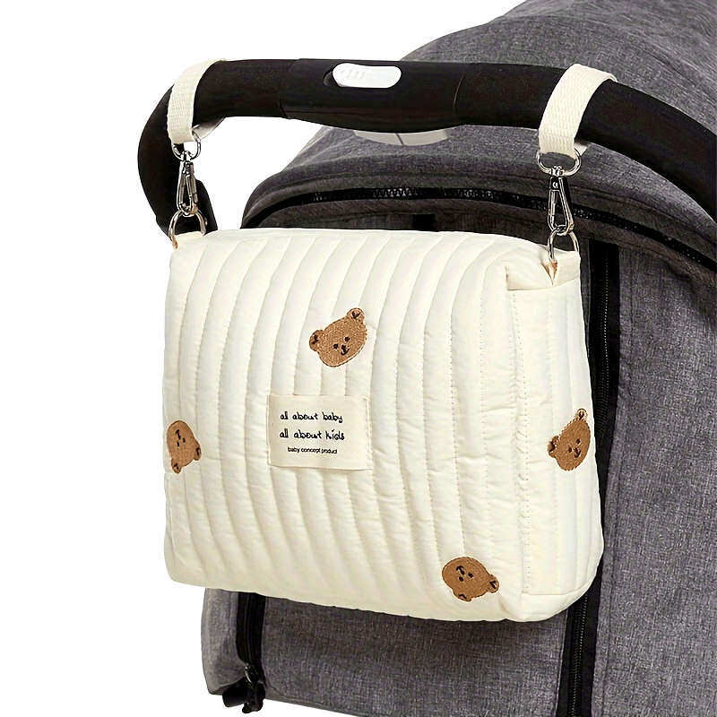 Portable Care Organizer for Strollers - Polyester Storage Bag with Double Buckle, Ideal for Travel with Diapers and Bottles