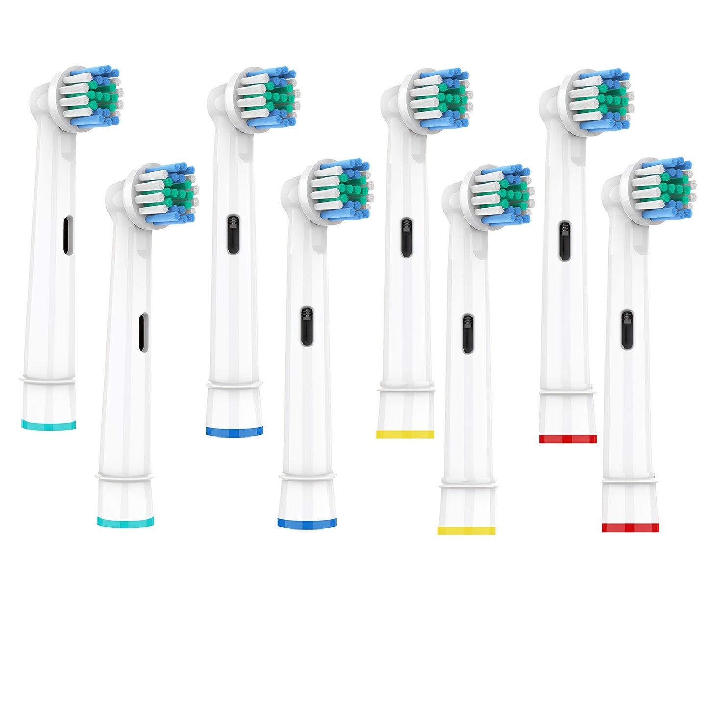 Electric toothbrush replacement heads for Oral B models are available in packs of 4, 8, or 16.