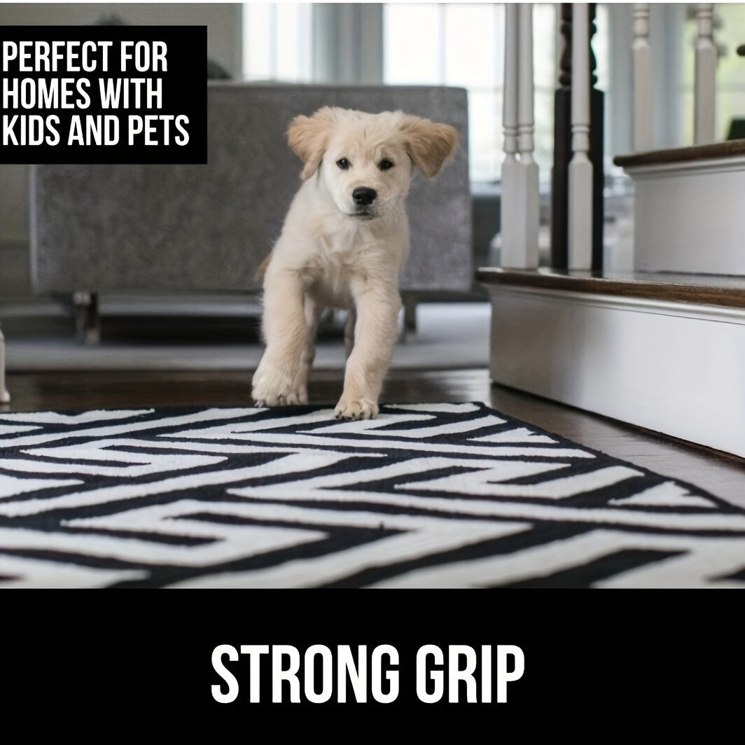 Beige PVC Non-Slip Rug Mat - Cut-Out Design for Bedroom, Living Room, Kitchen, Bathroom, Office - Indoor Use. Thick Grip Floor Carpet Sticker, 1 piece.