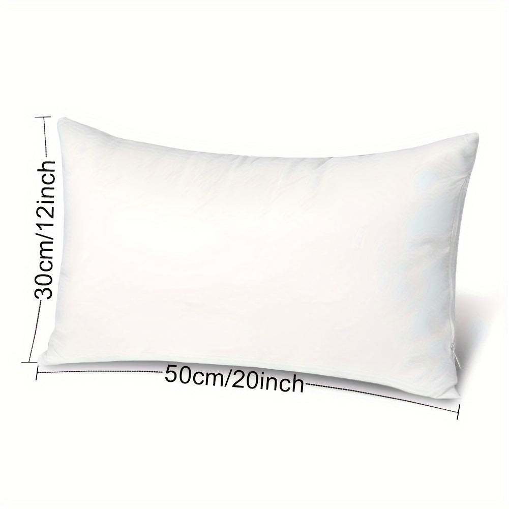 Waterproof and oil-resistant white waist pillow core, suitable for indoor/outdoor use in various settings, machine washable. Dimensions: 30.48x50.8 cm.