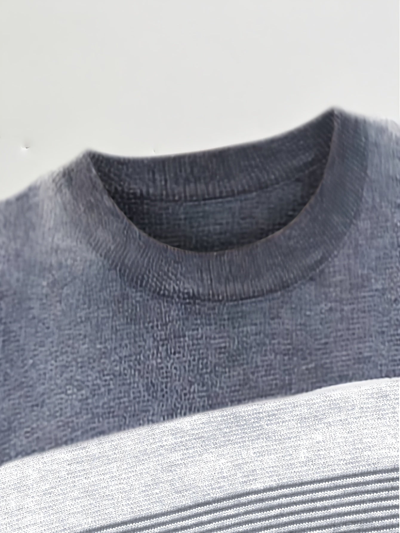 Cotton crew neck sweater for men with striped pattern, perfect for daily wear in fall/winter.