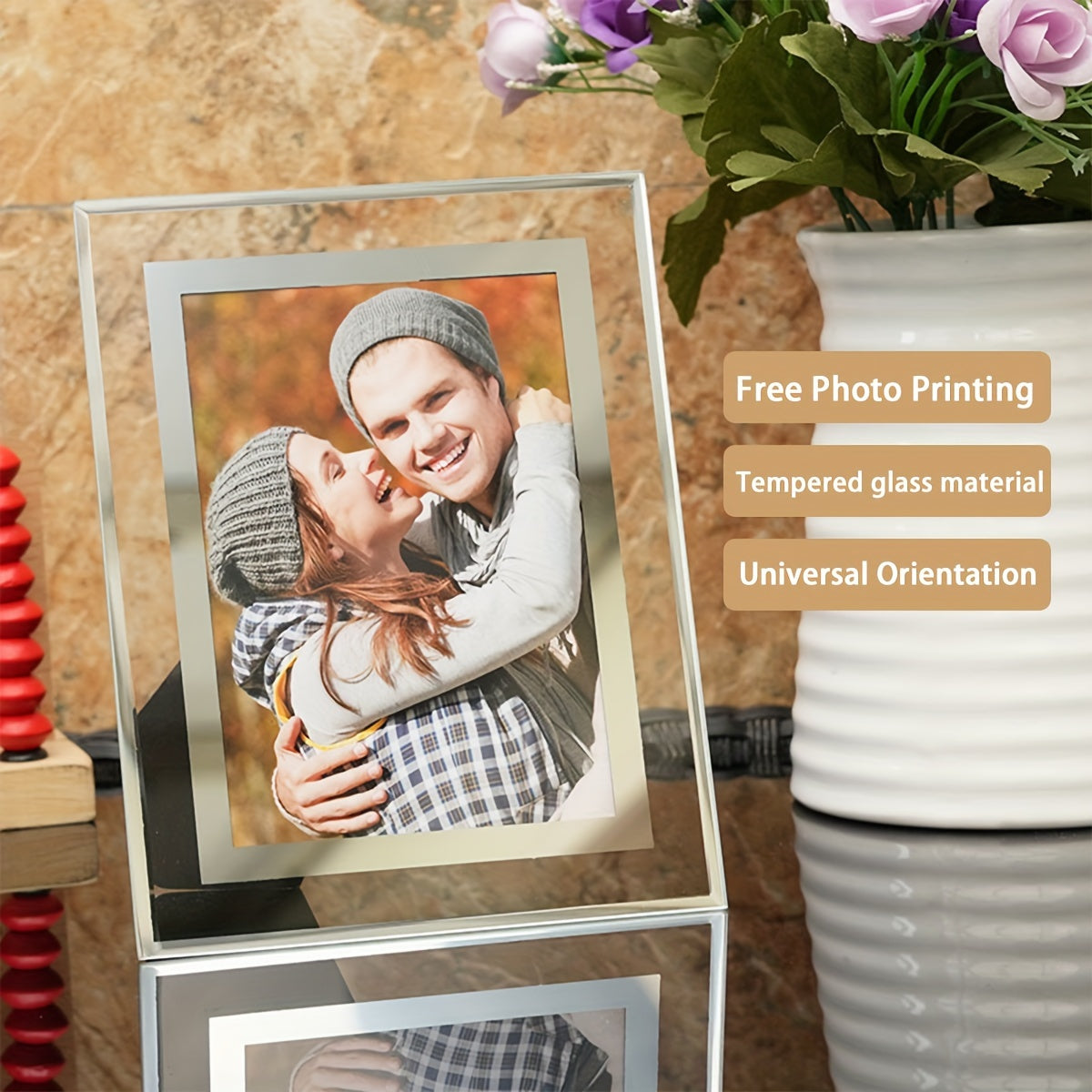 Qicai Xiaolu DIY Clear Tempered Glass Photo Frame in 15.24cm/17.78cm sizes - Enjoy Free Printing, Ideal for Home Decor, Wedding Memories, and Birthday Presents