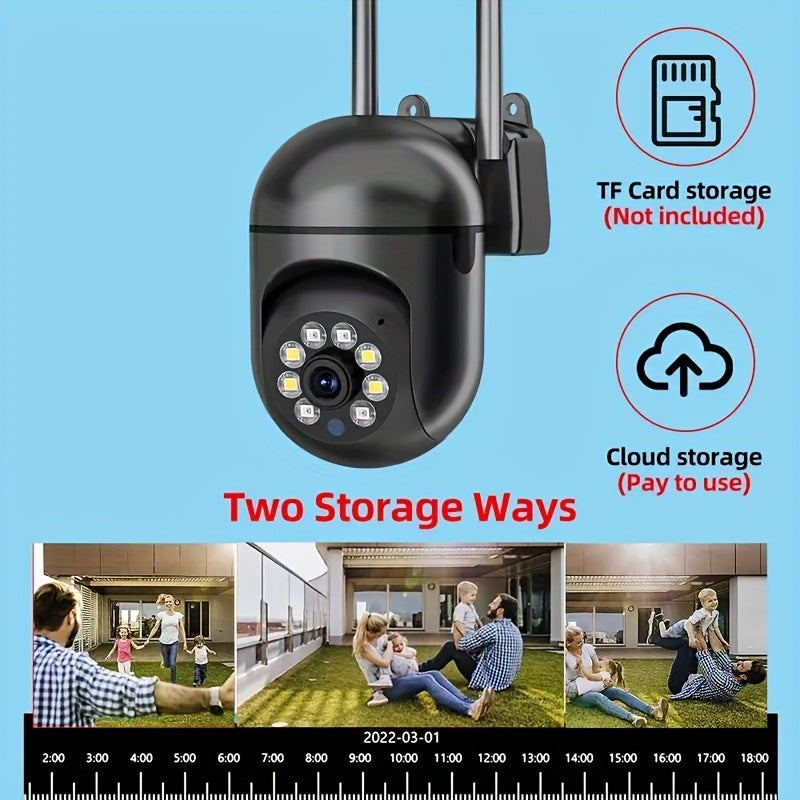 HD security camera with 2-way audio, PTZ, color night vision, Wi-Fi, and motion tracking. Ideal for smart home security indoors and outdoors.