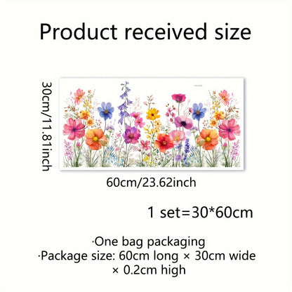 Modern Floral Glass Decals: DJ3064-YL - 60cm x 30cm, Can be reused, 5mil Thickness, Ideal for Windows and Mirrors