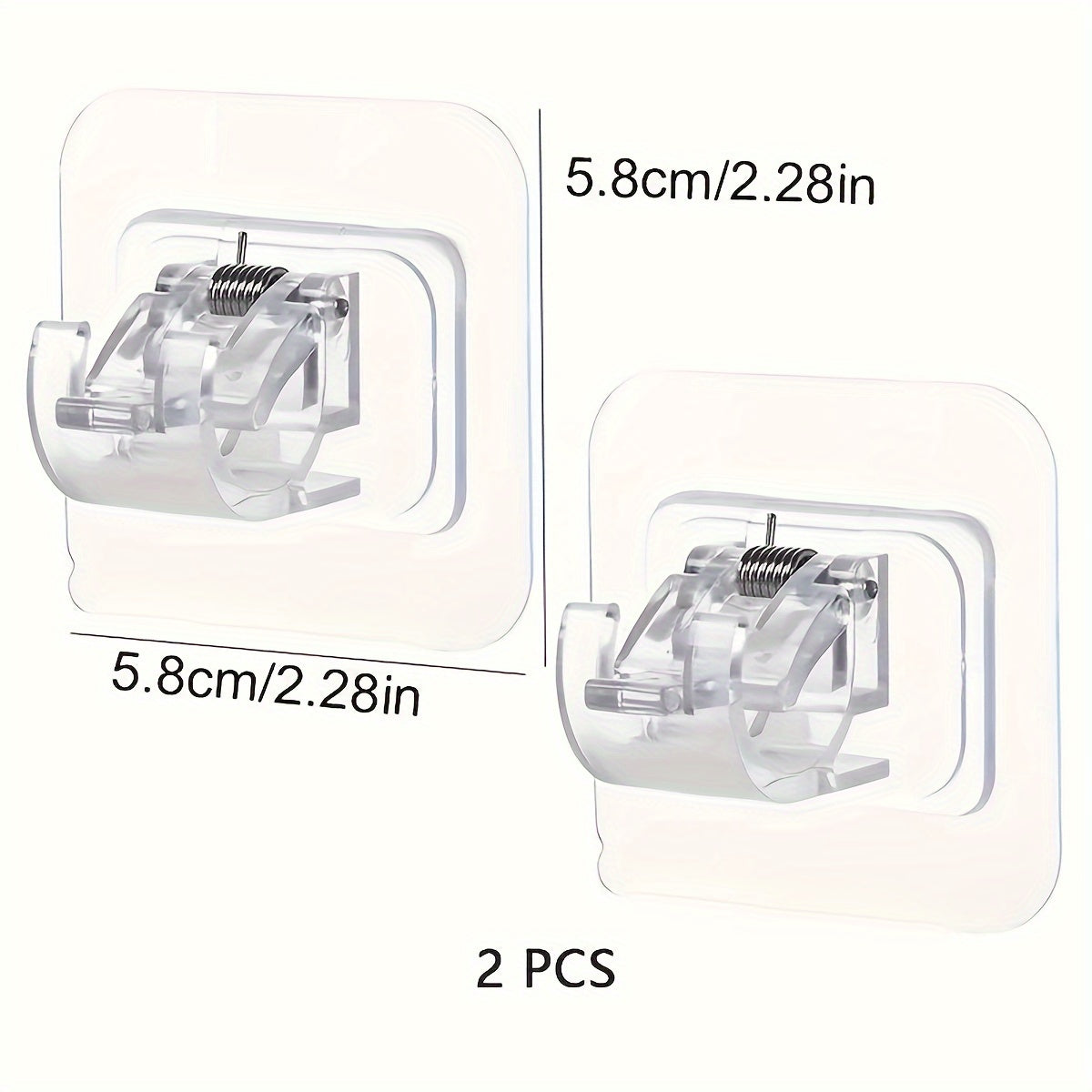 2 adhesive telescopic rod holders for shower curtains and door drapes, no-drill wall mount for bathroom accessories.