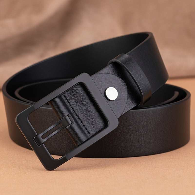 Men'S Business Buckle Belt made of Genuine Leather with Punch Tool, Alloy Buckle. Fits Jeans. Great gift for Father and Husband. Average Size.