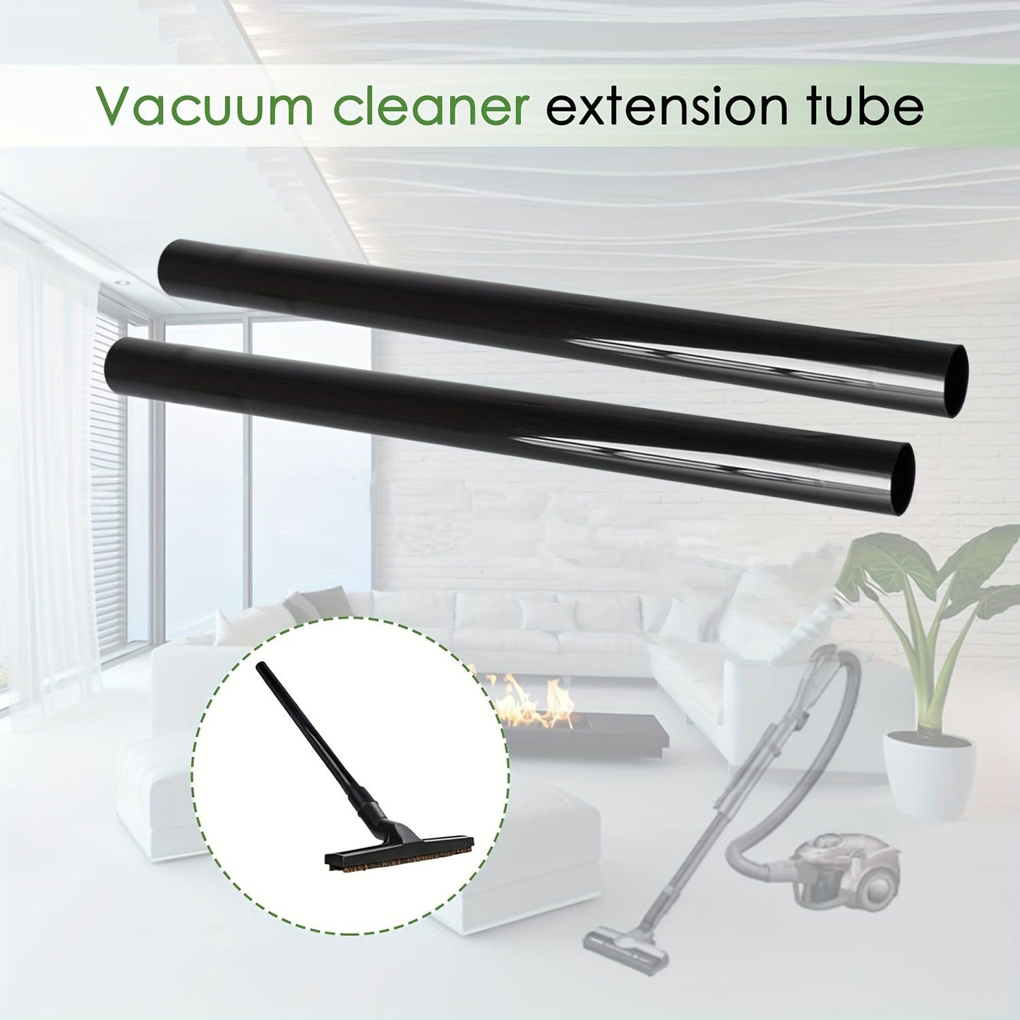 Set of 2 Plastic Vacuum Cleaner Extension Wands - Universal Fit Attachments with 3.17cm Diameter - Sturdy Extension Tubes for Longer Reach, 44.96cm in Length