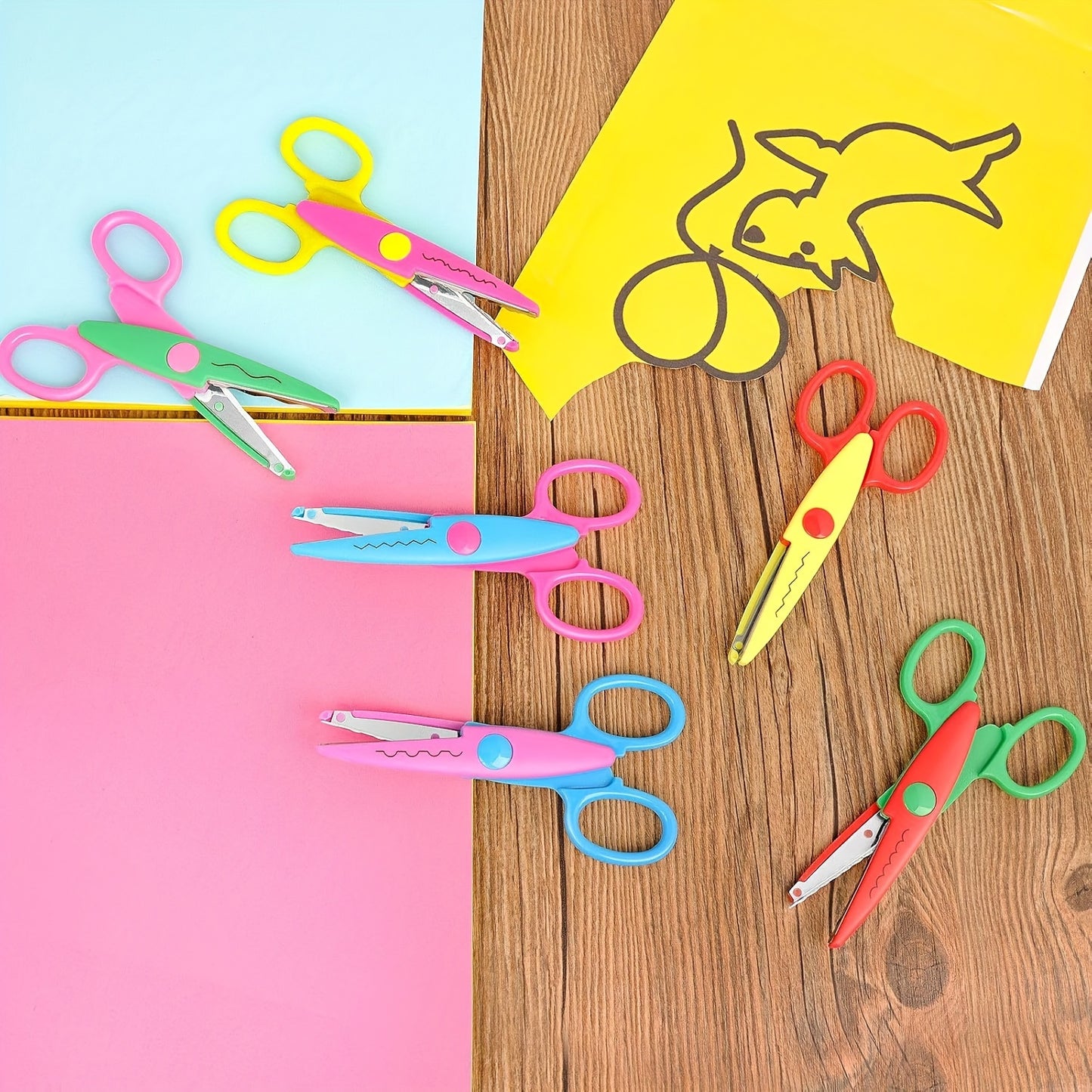 6-piece craft scissors set with decorative edges for DIY projects, scrapbooking, and more - perfect for office, school, and home use.