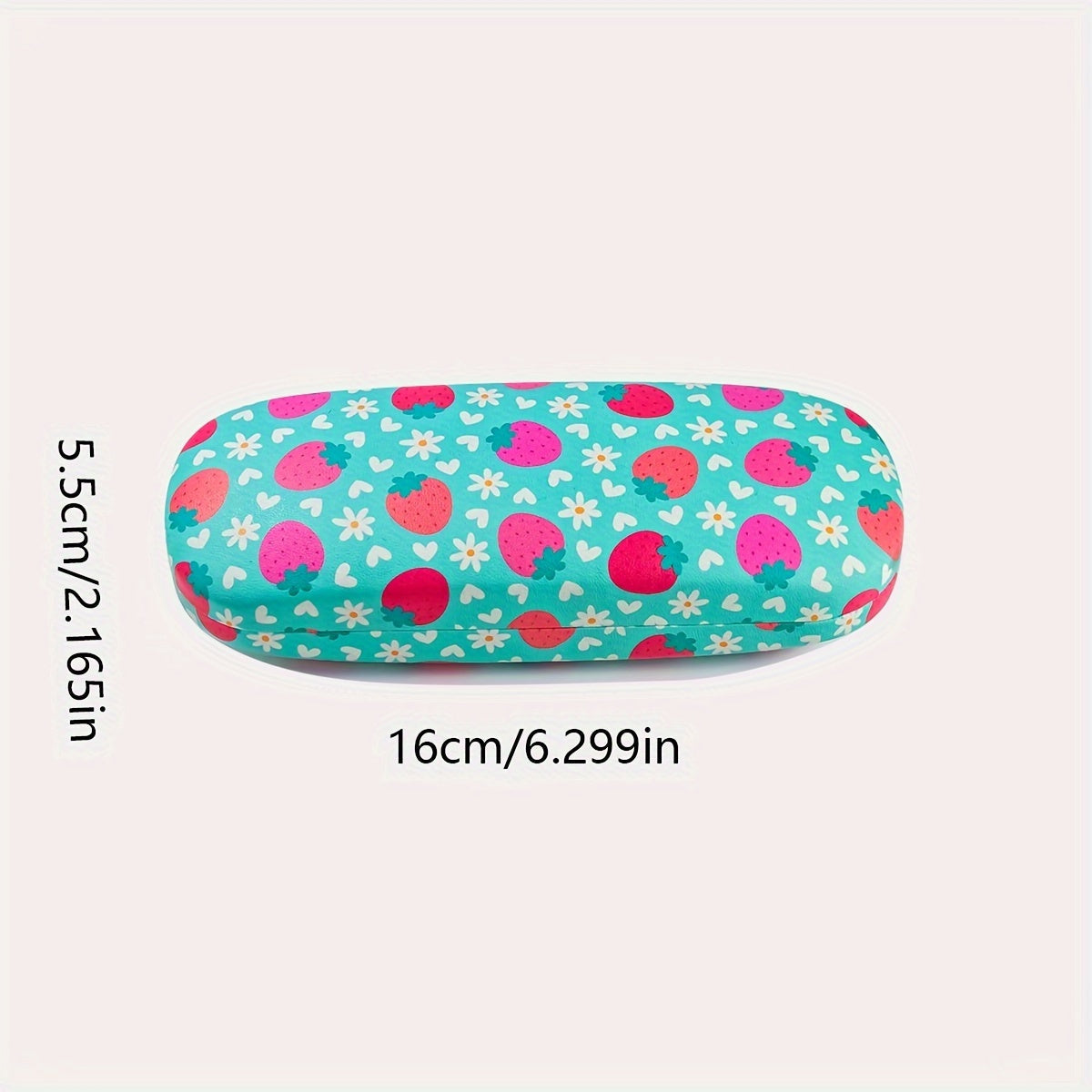 Hard shell portable eyeglasses case with fruit flower design, suitable for both men and women, perfect for sunglasses or reading glasses.