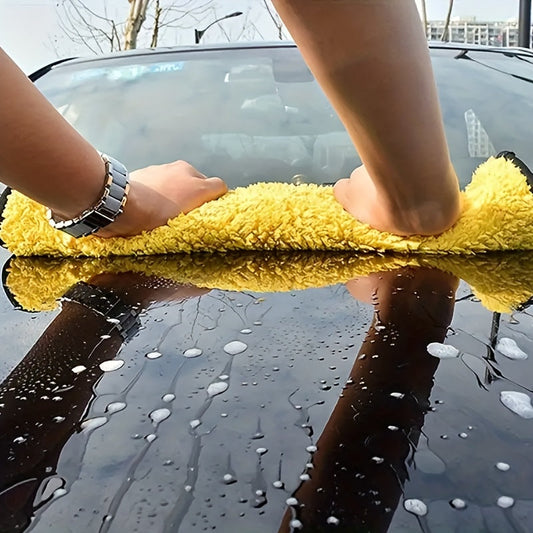 High-quality car wash towel made of ultra-absorbent high-density coral fleece, featuring a dual-sided thick design for quick-drying and efficient glass cleaning. Perfect for use in auto shops, hotels, restaurants, and at home. Environmentally friendly