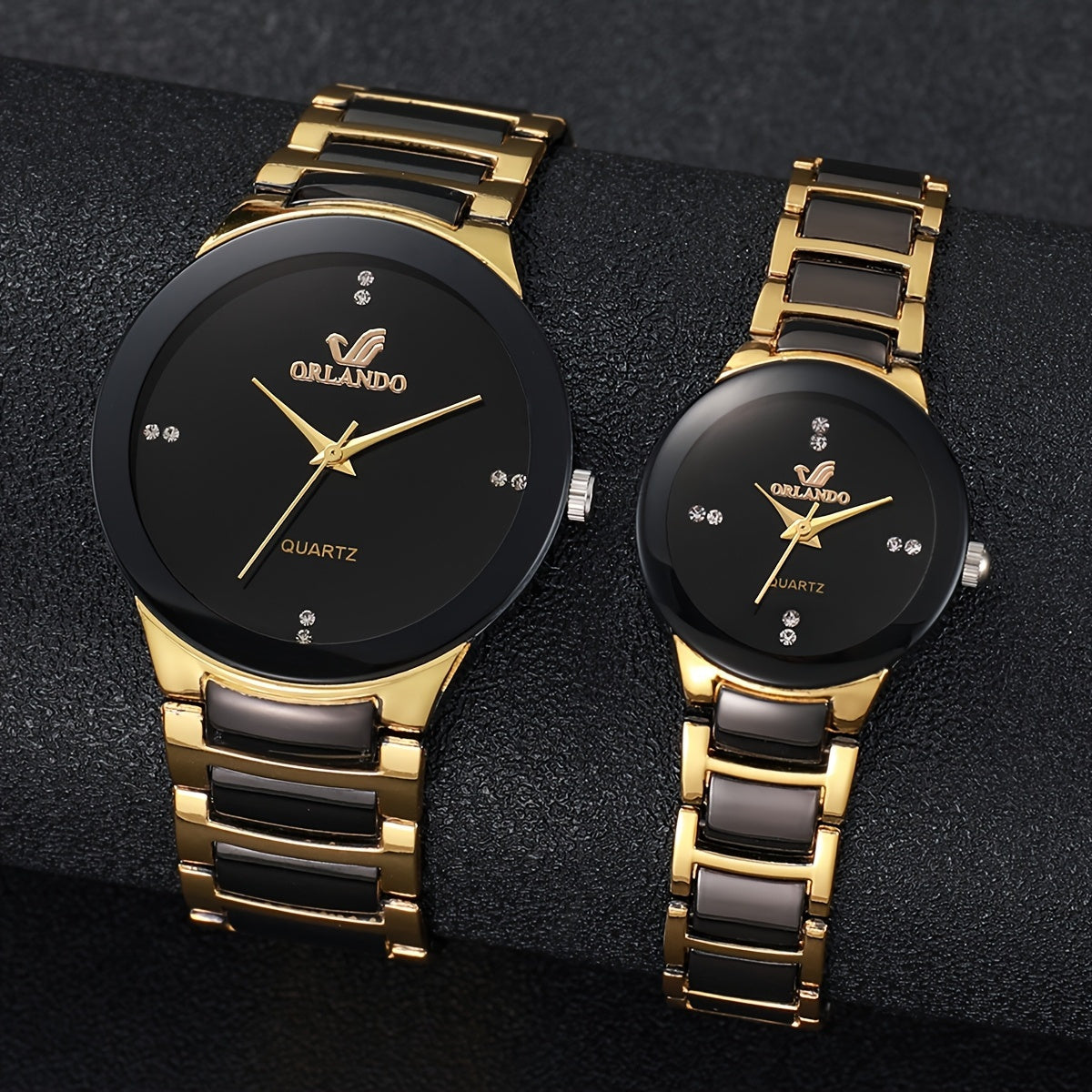 2 Elegant Quartz Couple's Watches in Classic British Style, Business Fashion for Men and Women, Round Alloy Case, Non-Rechargeable Battery, Stylish Accessory (Watch Box Not Included)