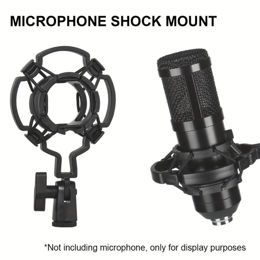 Universal professional microphone shock mount with 3/8/M16 thread, mic clip compatible with most boom arms and microphone stands for smooth recording.